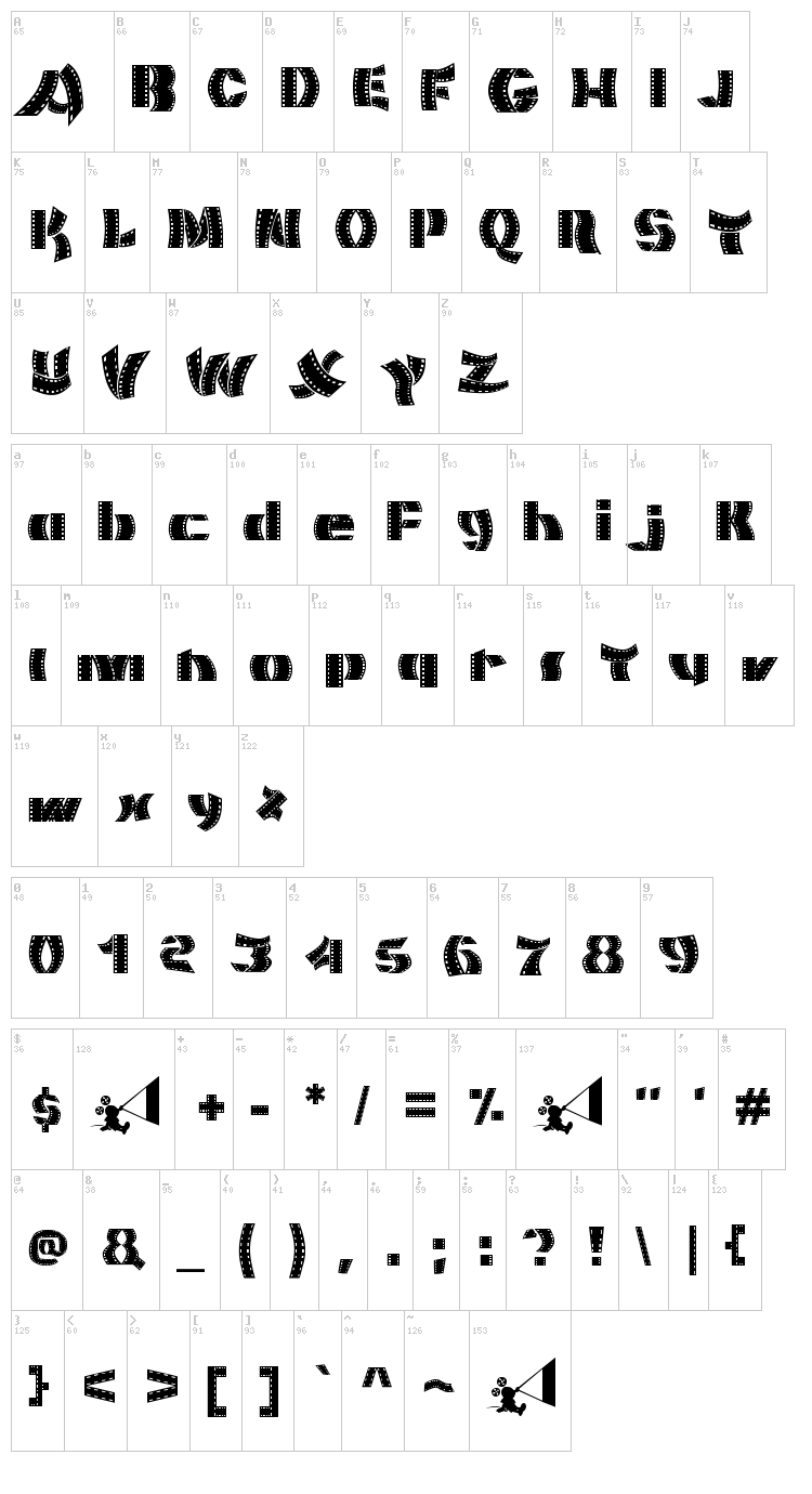 Movie Filmstrip font map